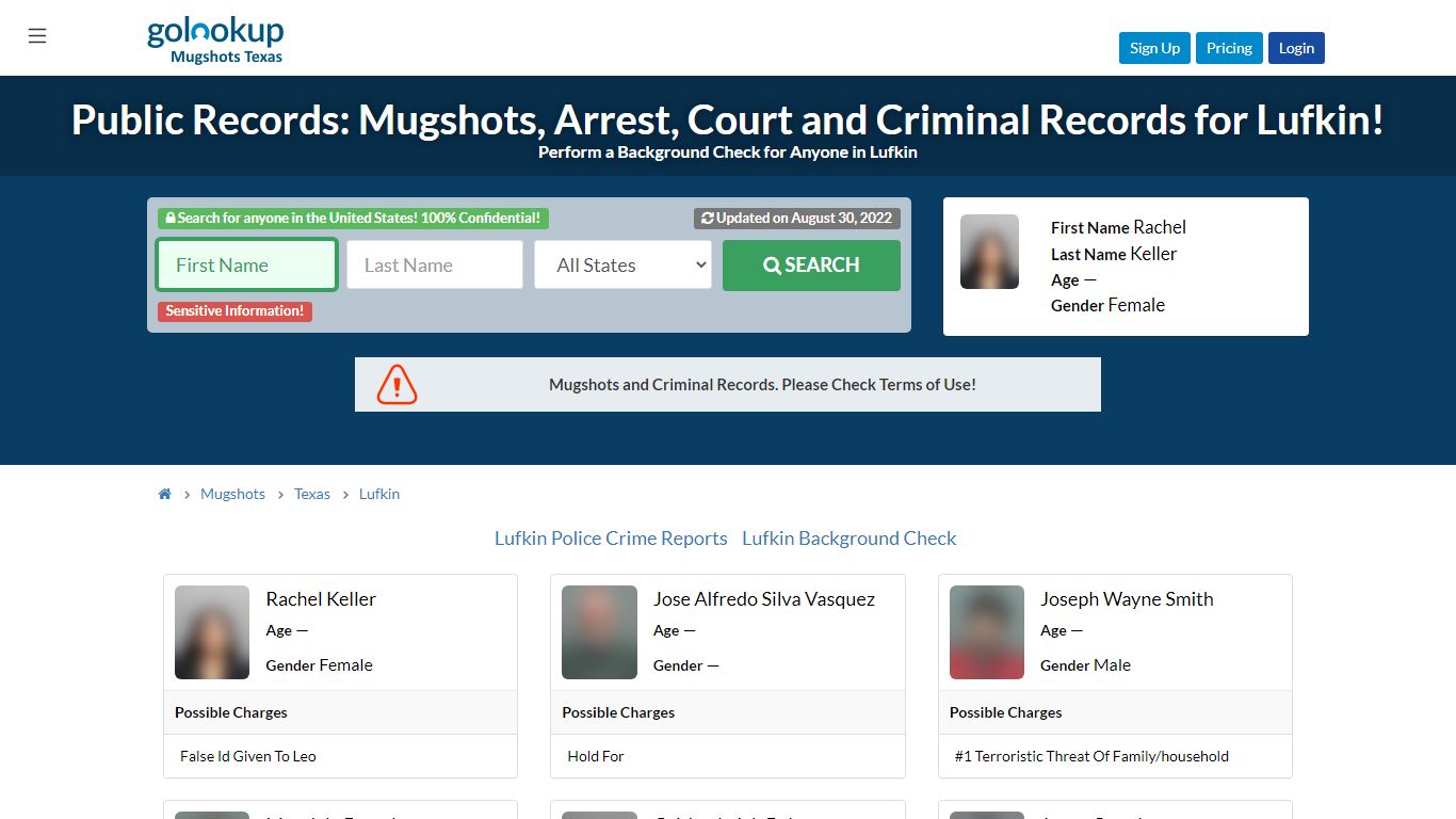 Mugshots Lufkin, Arrest Records Lufkin - GoLookUp