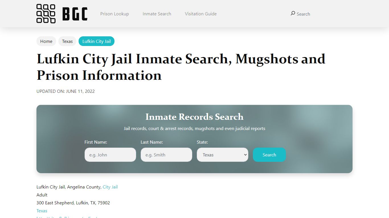 Lufkin City Jail Inmate Search, Mugshots, Visitation, Phone no ...