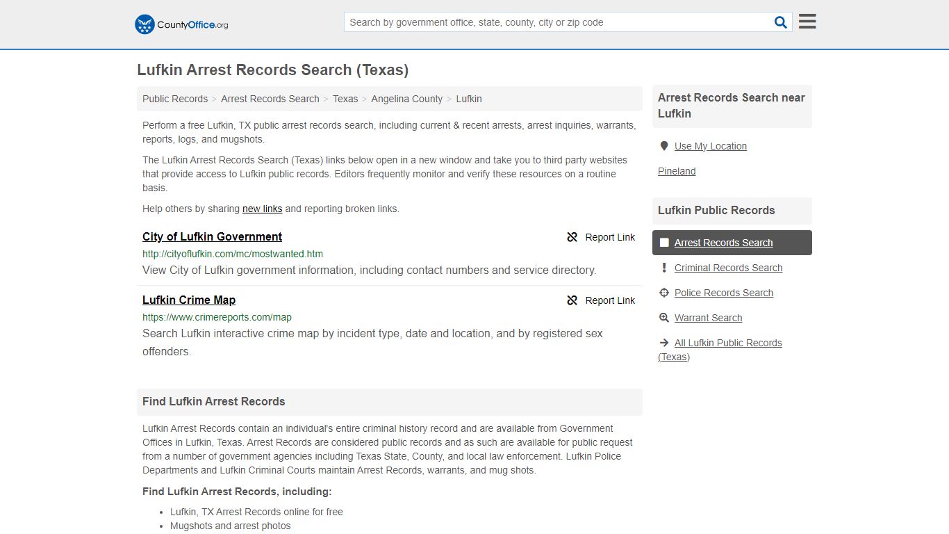 Arrest Records Search - Lufkin, TX (Arrests & Mugshots) - County Office