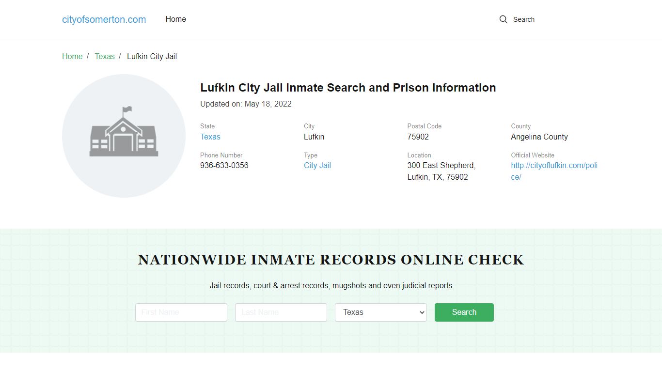 Lufkin City Jail Inmate Search and Prison Information - City of Somerton